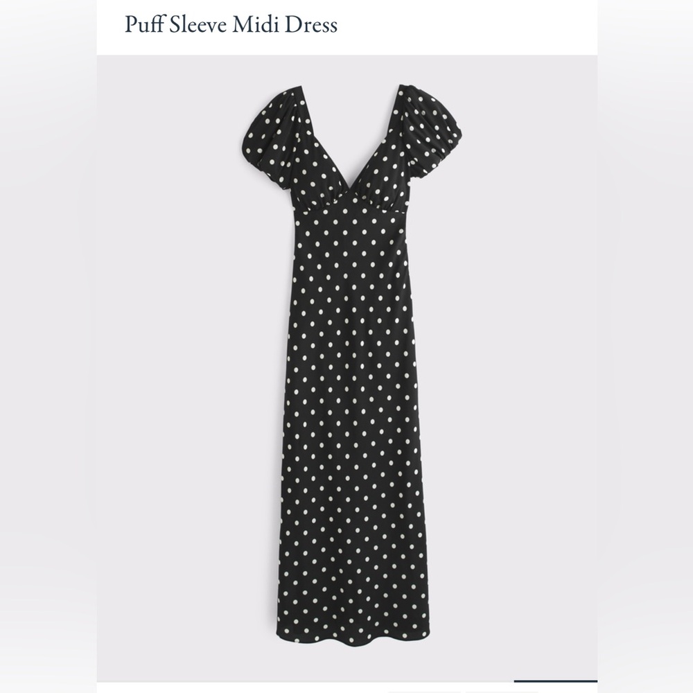 Black Puff Sleeve Midi Dress